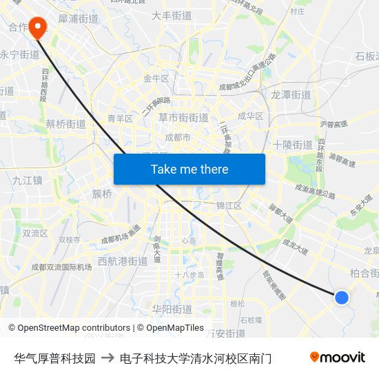 华气厚普科技园 to 电子科技大学清水河校区南门 map