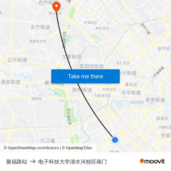 聚福路站 to 电子科技大学清水河校区南门 map