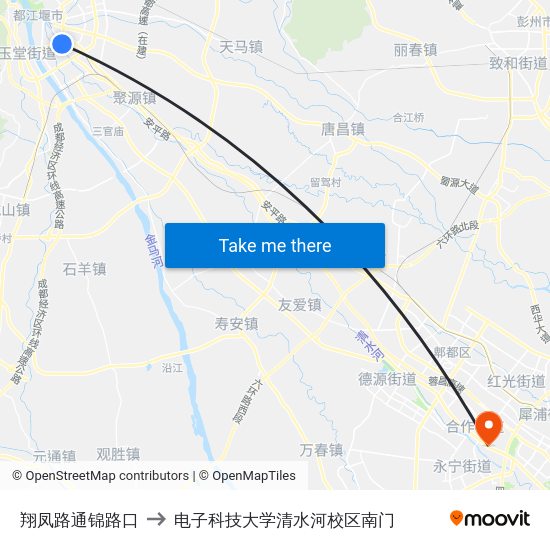 翔凤路通锦路口 to 电子科技大学清水河校区南门 map