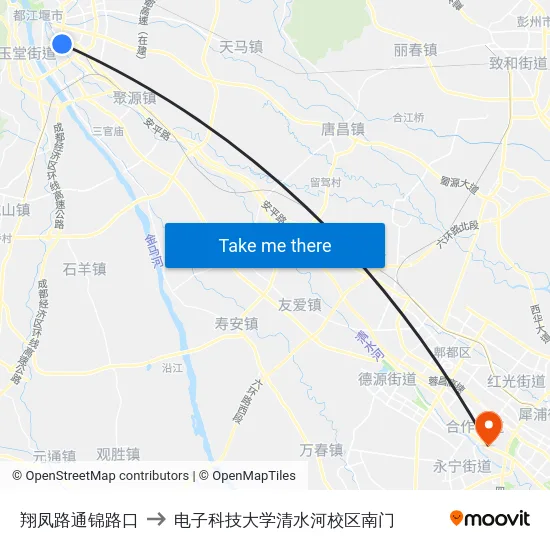 翔凤路通锦路口 to 电子科技大学清水河校区南门 map