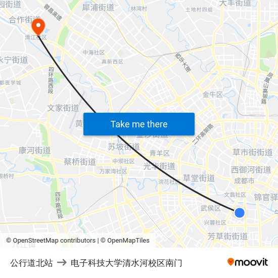 公行道北站 to 电子科技大学清水河校区南门 map