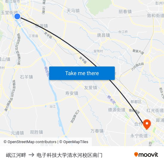岷江河畔 to 电子科技大学清水河校区南门 map