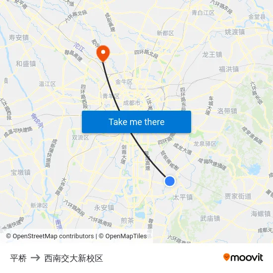 平桥 to 西南交大新校区 map