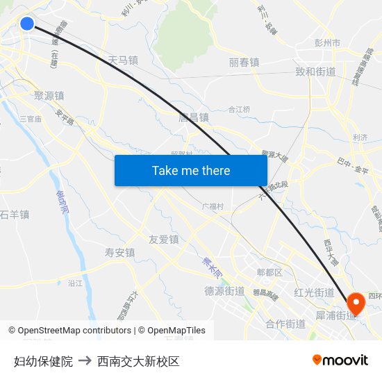 妇幼保健院 to 西南交大新校区 map