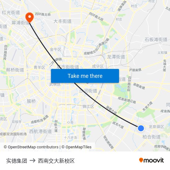 实德集团 to 西南交大新校区 map