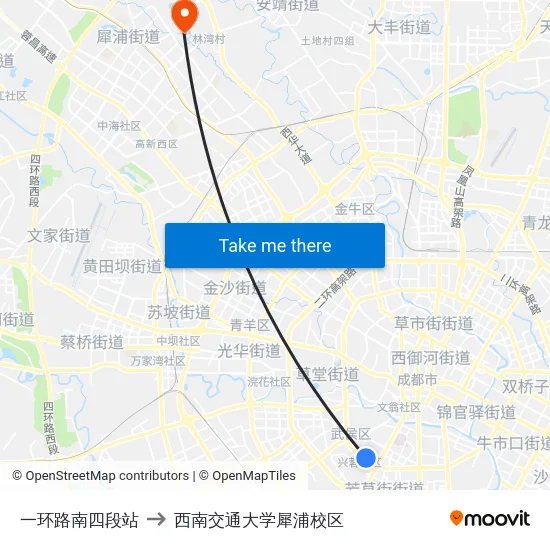 一环路南四段站 to 西南交通大学犀浦校区 map