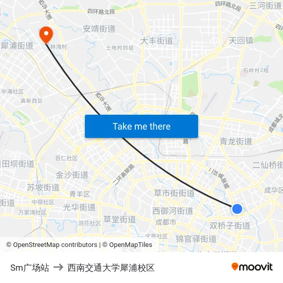 Sm广场站 to 西南交通大学犀浦校区 map