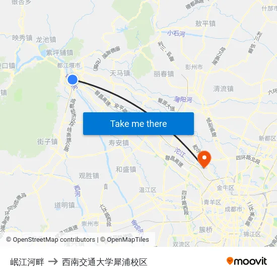 岷江河畔 to 西南交通大学犀浦校区 map