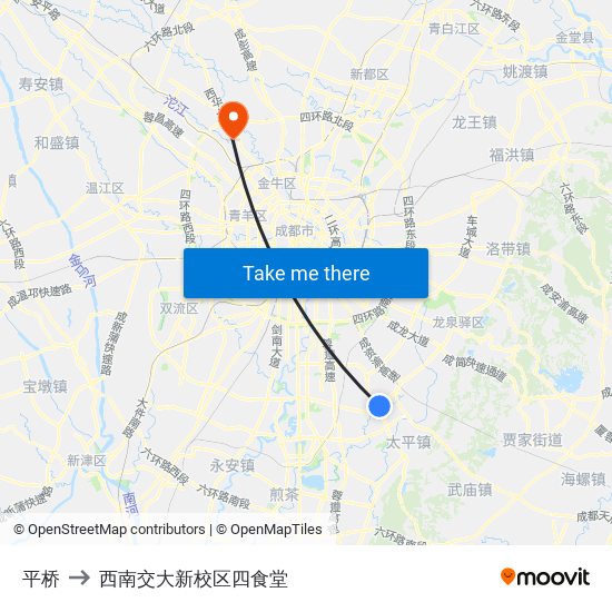 平桥 to 西南交大新校区四食堂 map