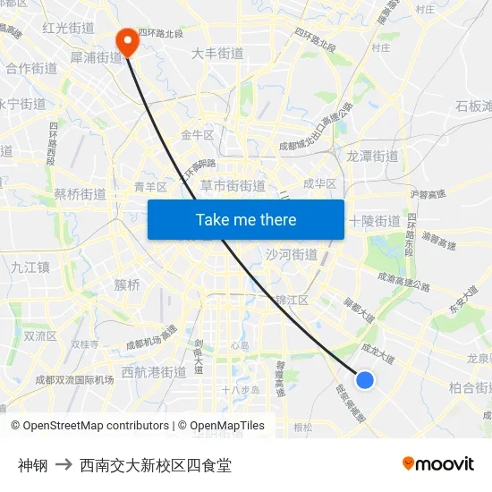 神钢 to 西南交大新校区四食堂 map