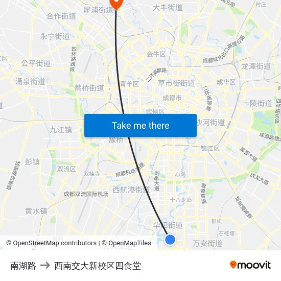 南湖路 to 西南交大新校区四食堂 map