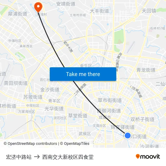 宏济中路站 to 西南交大新校区四食堂 map