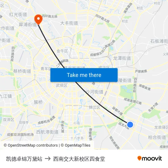 凯德卓锦万黛站 to 西南交大新校区四食堂 map