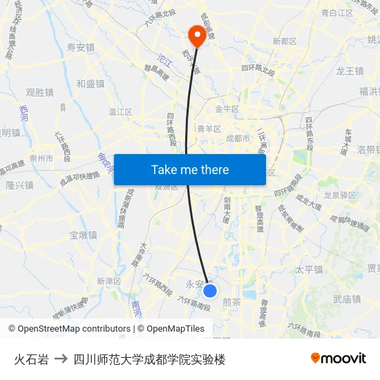 火石岩 to 四川师范大学成都学院实验楼 map