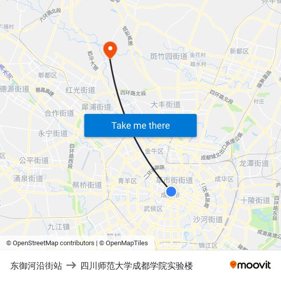 东御河沿街站 to 四川师范大学成都学院实验楼 map