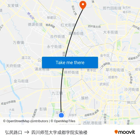 弘民路口 to 四川师范大学成都学院实验楼 map