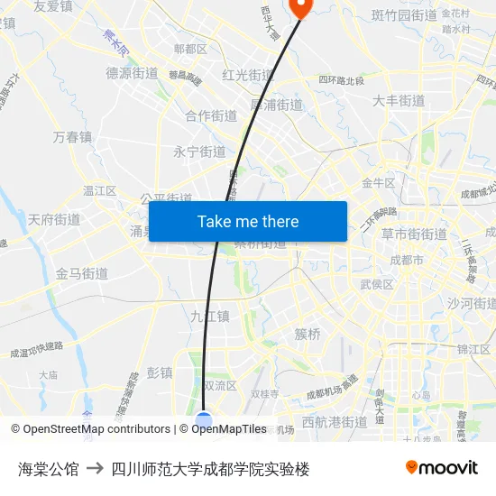 海棠公馆 to 四川师范大学成都学院实验楼 map