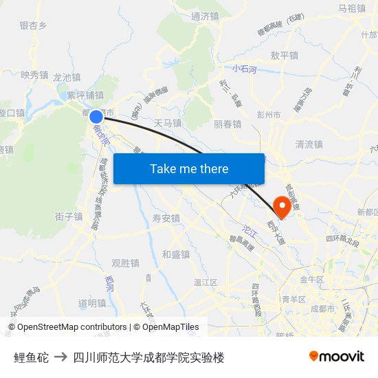 鲤鱼砣 to 四川师范大学成都学院实验楼 map