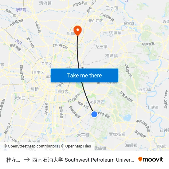 桂花村 to 西南石油大学 Southwest Petroleum University map