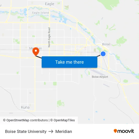 Boise State University to Meridian map
