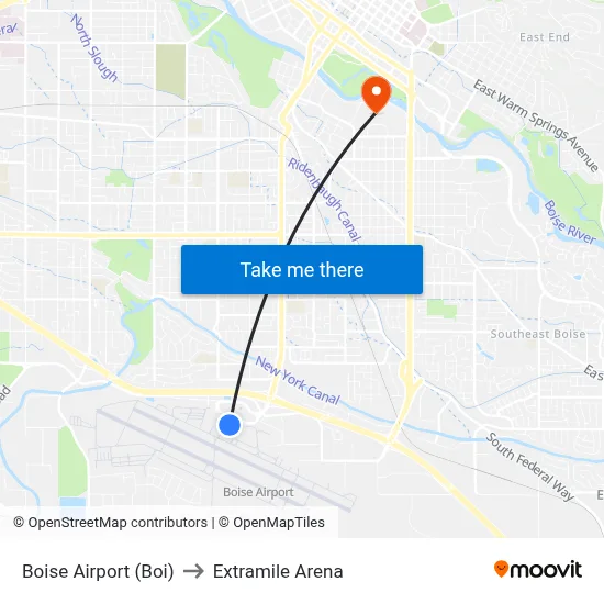 Boise Airport (Boi) to Extramile Arena map