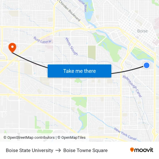 Boise State University to Boise Towne Square map