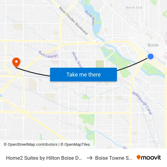 Home2 Suites by Hilton Boise Downtown to Boise Towne Square map