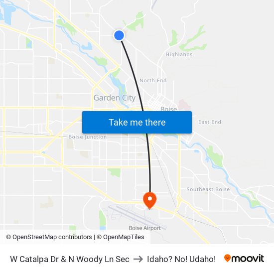 W Catalpa Dr & N Woody Ln Sec to Idaho? No! Udaho! map