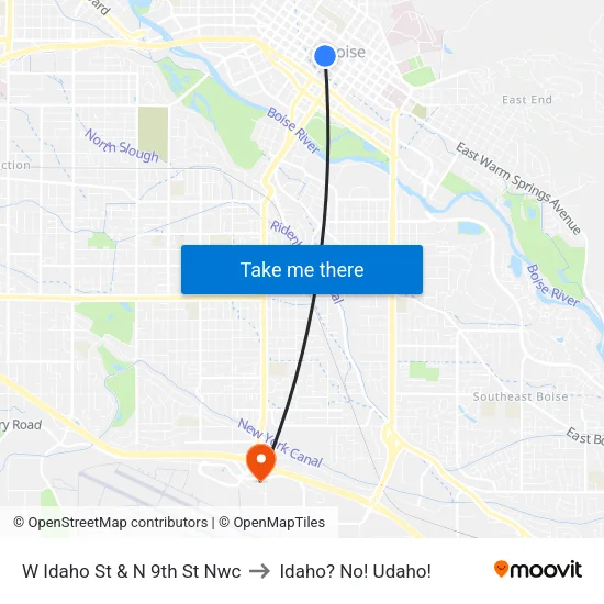 W Idaho St & N 9th St Nwc to Idaho? No! Udaho! map