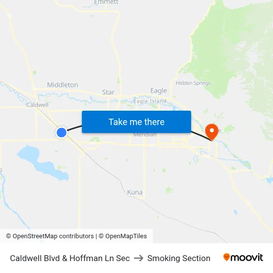 Caldwell Blvd & Hoffman Ln Sec to Smoking Section map