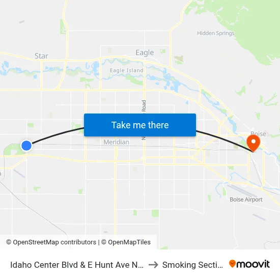 Idaho Center Blvd & E Hunt Ave Nwc to Smoking Section map