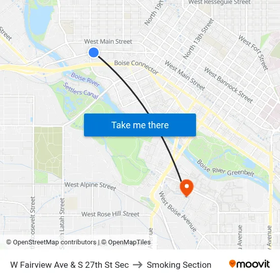 W Fairview Ave & S 27th St Sec to Smoking Section map