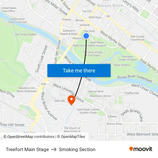 Treefort Main Stage to Smoking Section map