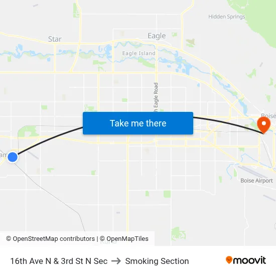 16th Ave N & 3rd St N Sec to Smoking Section map