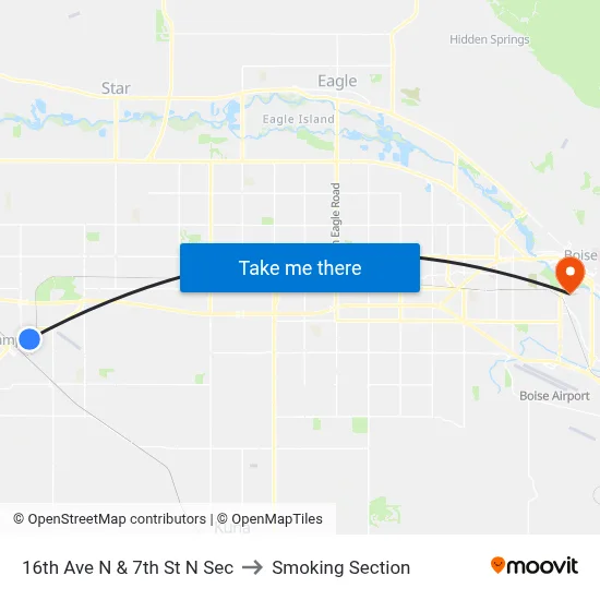 16th Ave N & 7th St N Sec to Smoking Section map