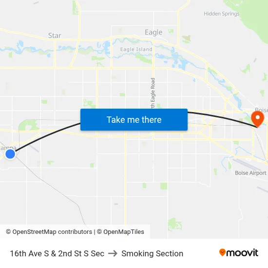 16th Ave S & 2nd St S Sec to Smoking Section map