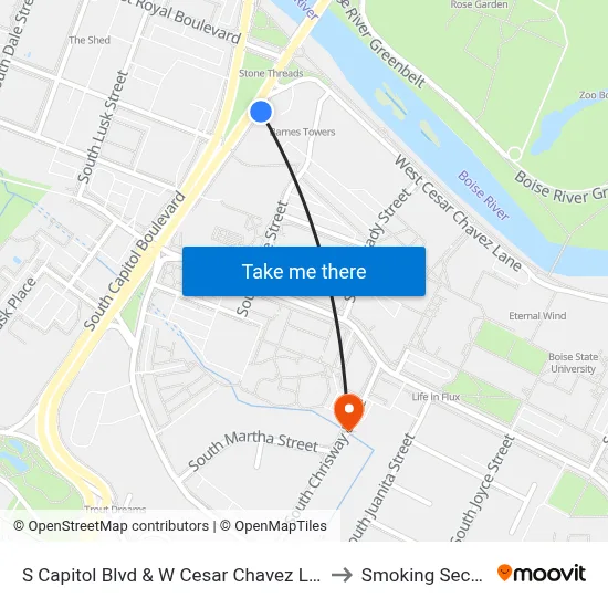 S Capitol Blvd & W Cesar Chavez Ln Sec to Smoking Section map