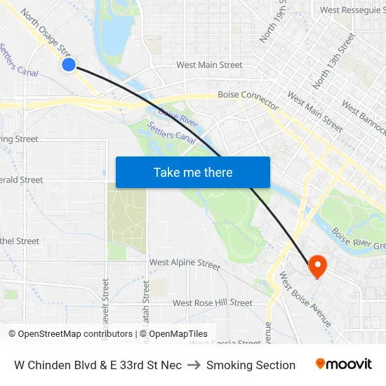 W Chinden Blvd & E 33rd St Nec to Smoking Section map