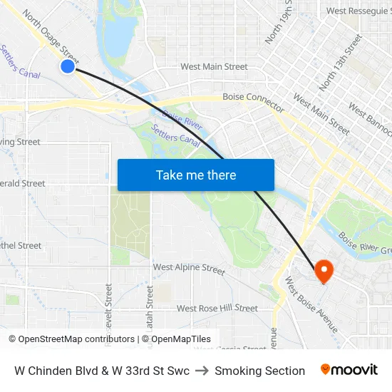 W Chinden Blvd & W 33rd St Swc to Smoking Section map