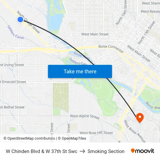 W Chinden Blvd & W 37th St Swc to Smoking Section map