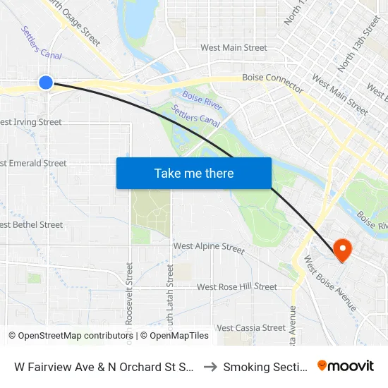 W Fairview Ave & N Orchard St Swc to Smoking Section map