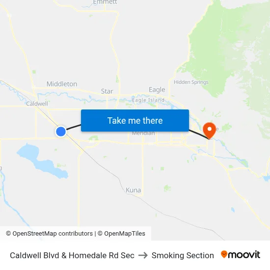 Caldwell Blvd & Homedale Rd Sec to Smoking Section map