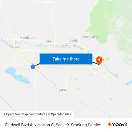 Caldwell Blvd & N Horton St Sec to Smoking Section map