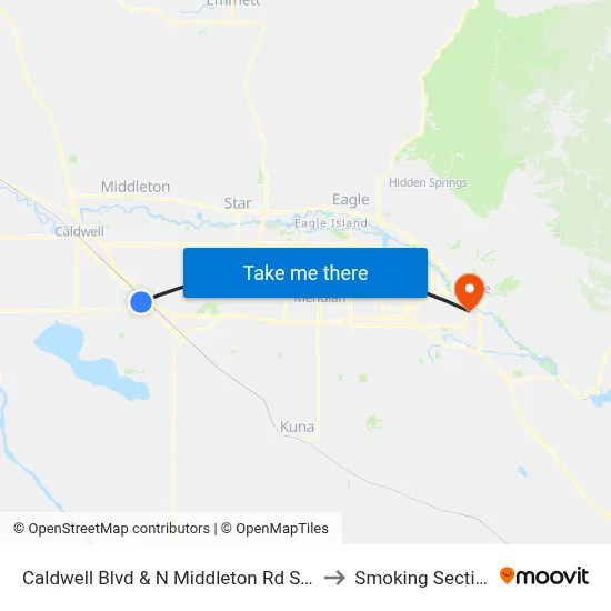 Caldwell Blvd & N Middleton Rd Sem to Smoking Section map