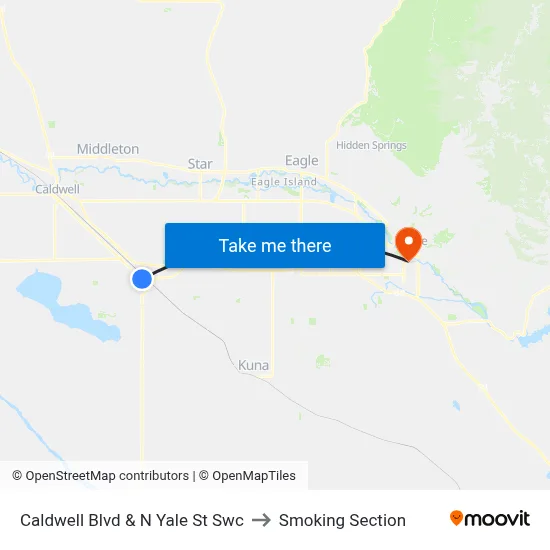 Caldwell Blvd & N Yale St Swc to Smoking Section map