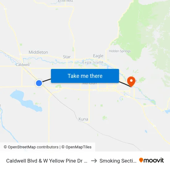 Caldwell Blvd & W Yellow Pine Dr Swc to Smoking Section map
