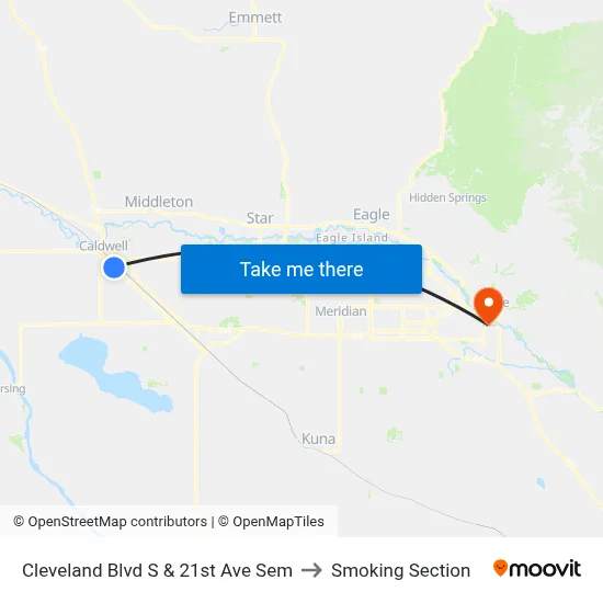Cleveland Blvd S & 21st Ave Sem to Smoking Section map