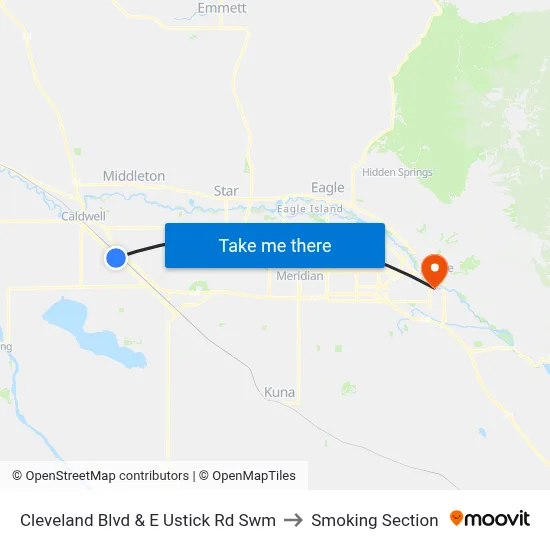 Cleveland Blvd & E Ustick Rd Swm to Smoking Section map