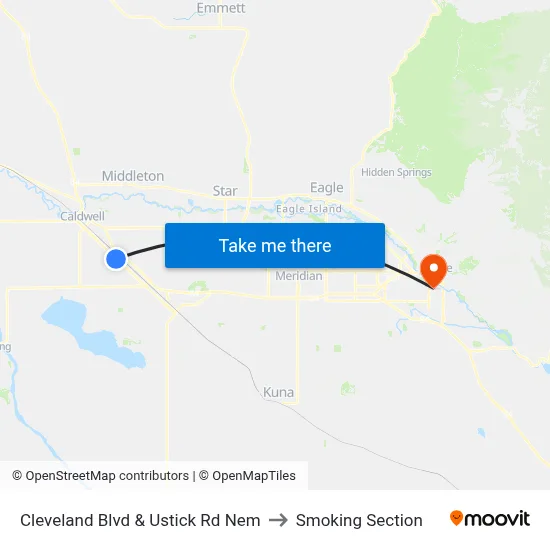 Cleveland Blvd & Ustick Rd Nem to Smoking Section map