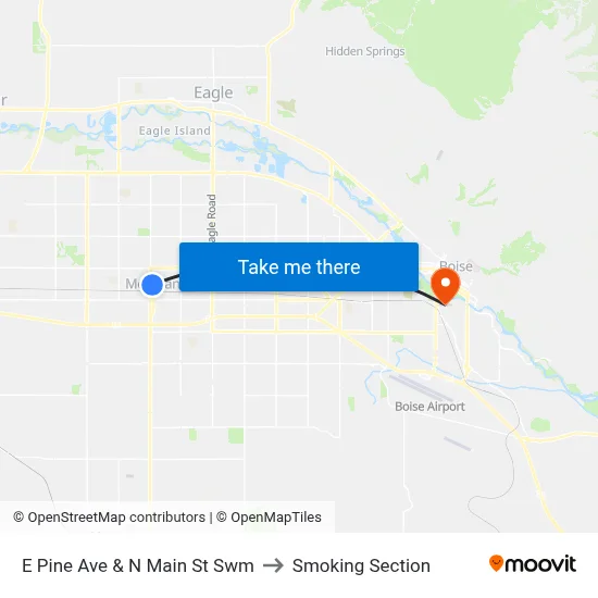 E Pine Ave & N Main St Swm to Smoking Section map